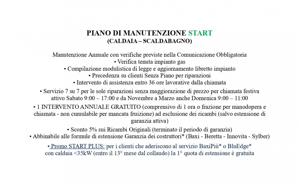 PIANI DI MANUTENZIONE per CALDAIE & SCALDABAGNI PIANI DI MANUTENZIONE per CALDAIE & SCALDABAGNI